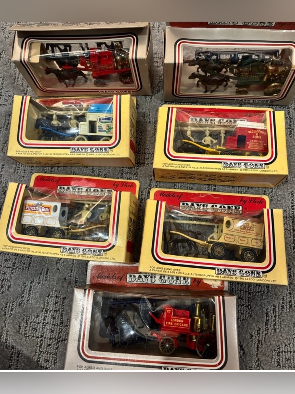 Vintage Horse-Drawn Toy Fire Engine - Red